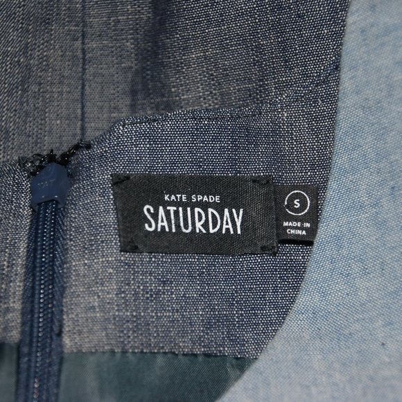 KATE SPADE Denim Panel Embroidery V-Neck Dress S - Picture 4 of 6